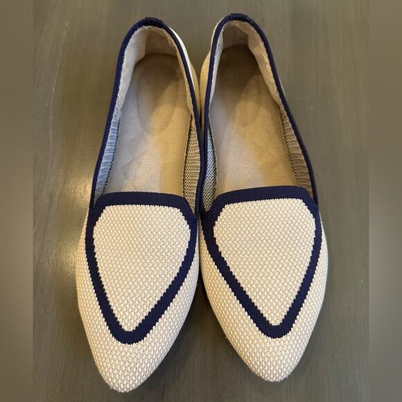 BIRDIES Blackbird Washable Knit Flats Eggshell & Navy - Picture 5 of 9